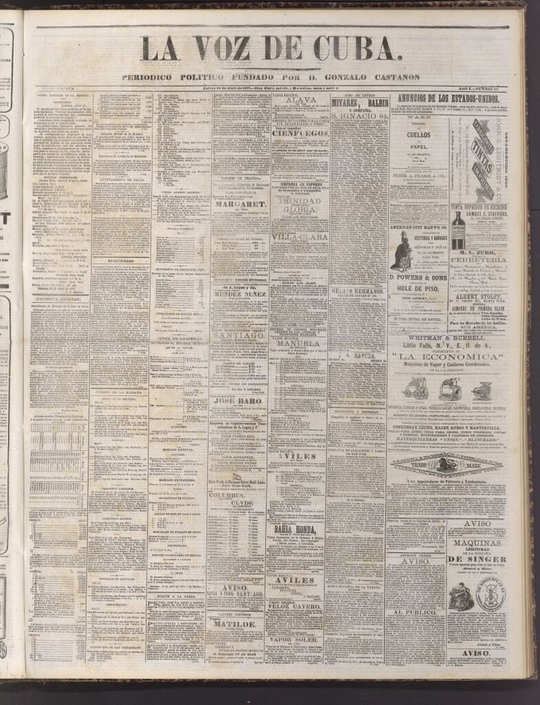 Miniatura de La Voz de Cuba: diario conservador del 26 de abril de 1877