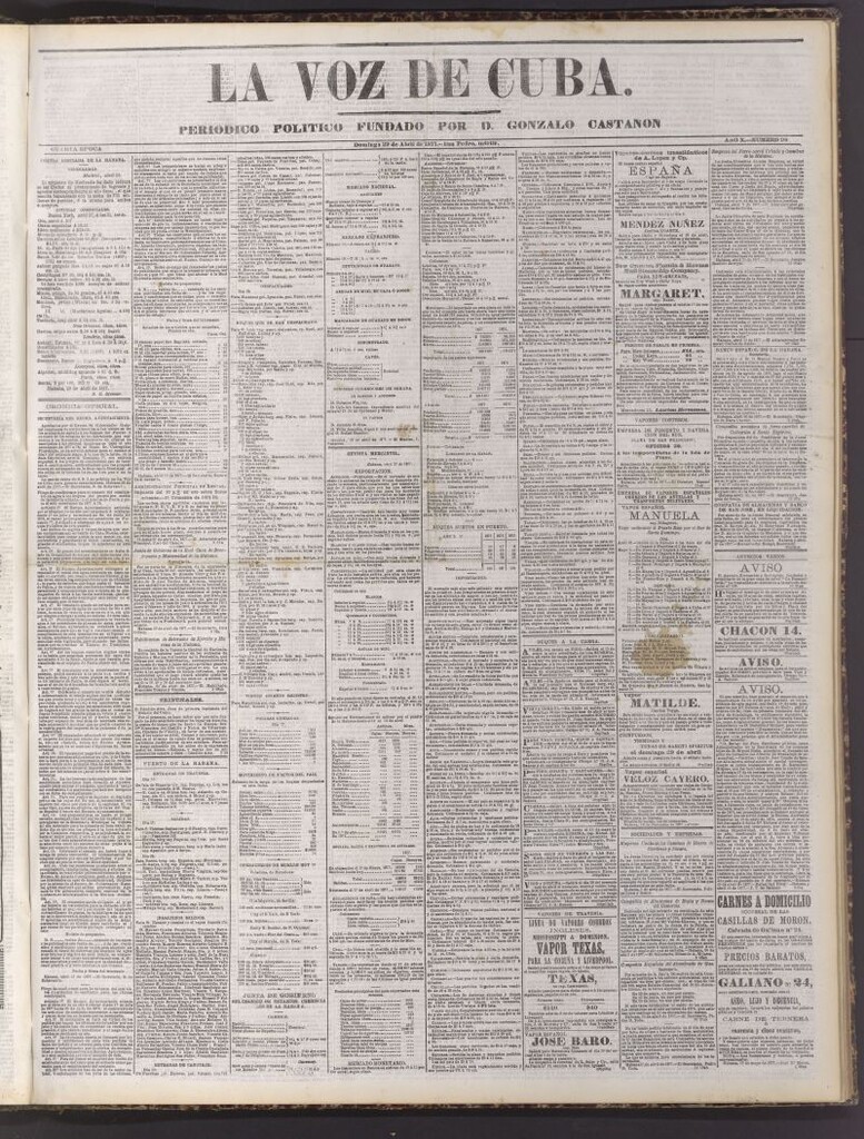 Miniatura de La Voz de Cuba: diario conservador del 29 de abril de 1877
