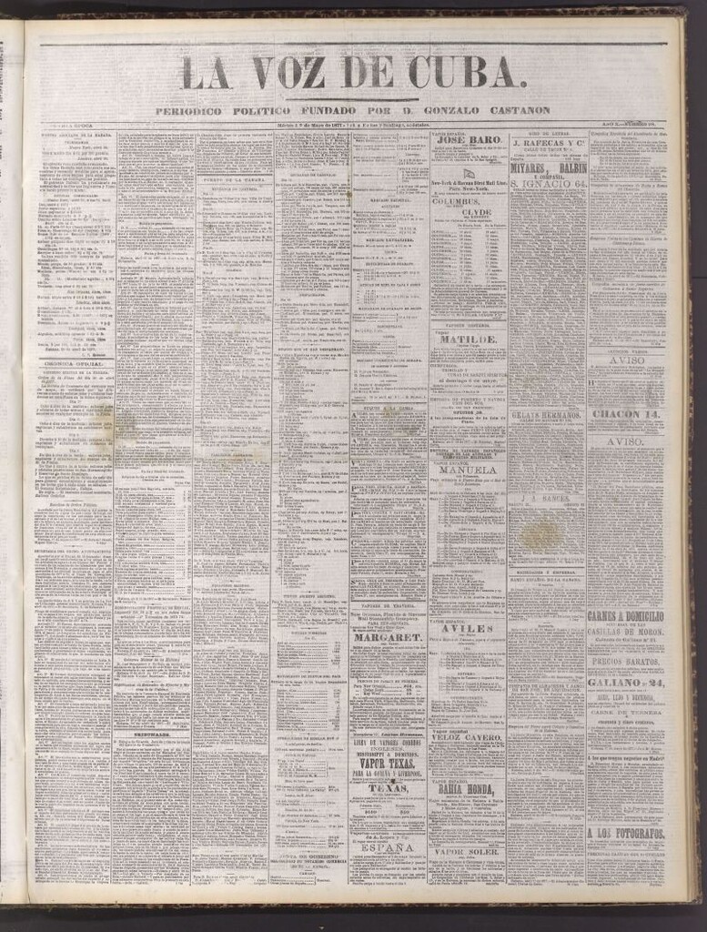 Miniatura de La Voz de Cuba: diario conservador del 1 de mayo de 1877