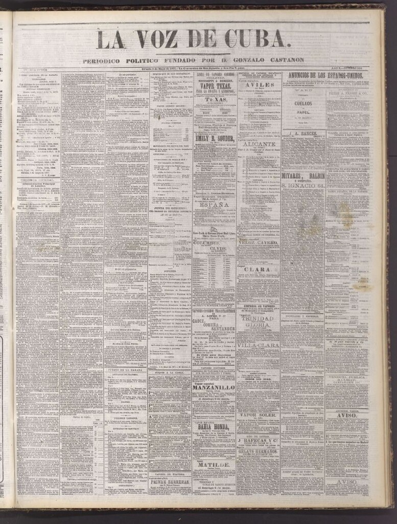 Miniatura de La Voz de Cuba: diario conservador del 5 de mayo de 1877