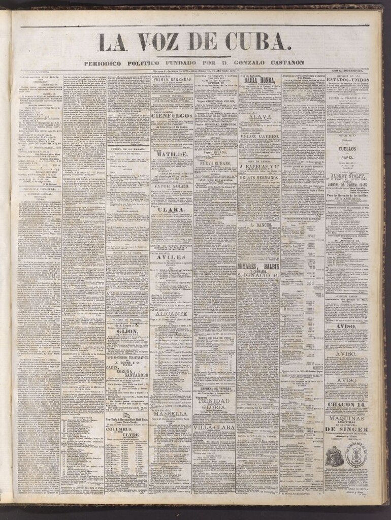 Miniatura de La Voz de Cuba: diario conservador del 11 de mayo de 1877