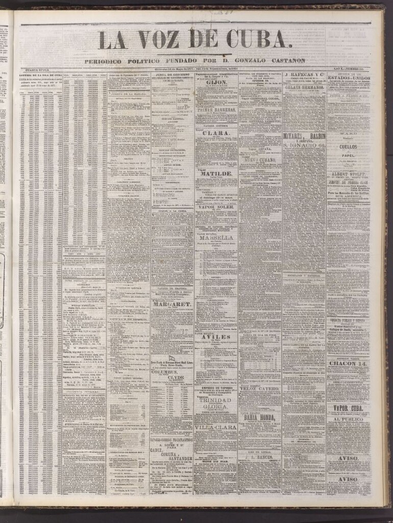 Miniatura de La Voz de Cuba: diario conservador del 16 de mayo de 1877