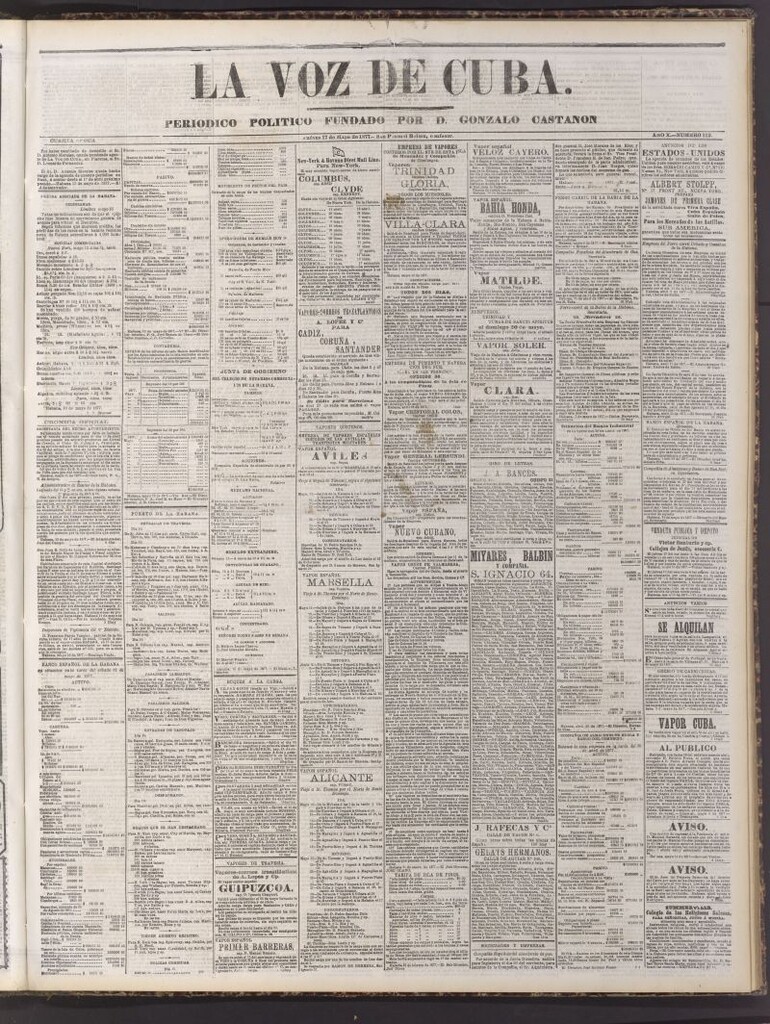 Miniatura de La Voz de Cuba: diario conservador del 17 de mayo de 1877