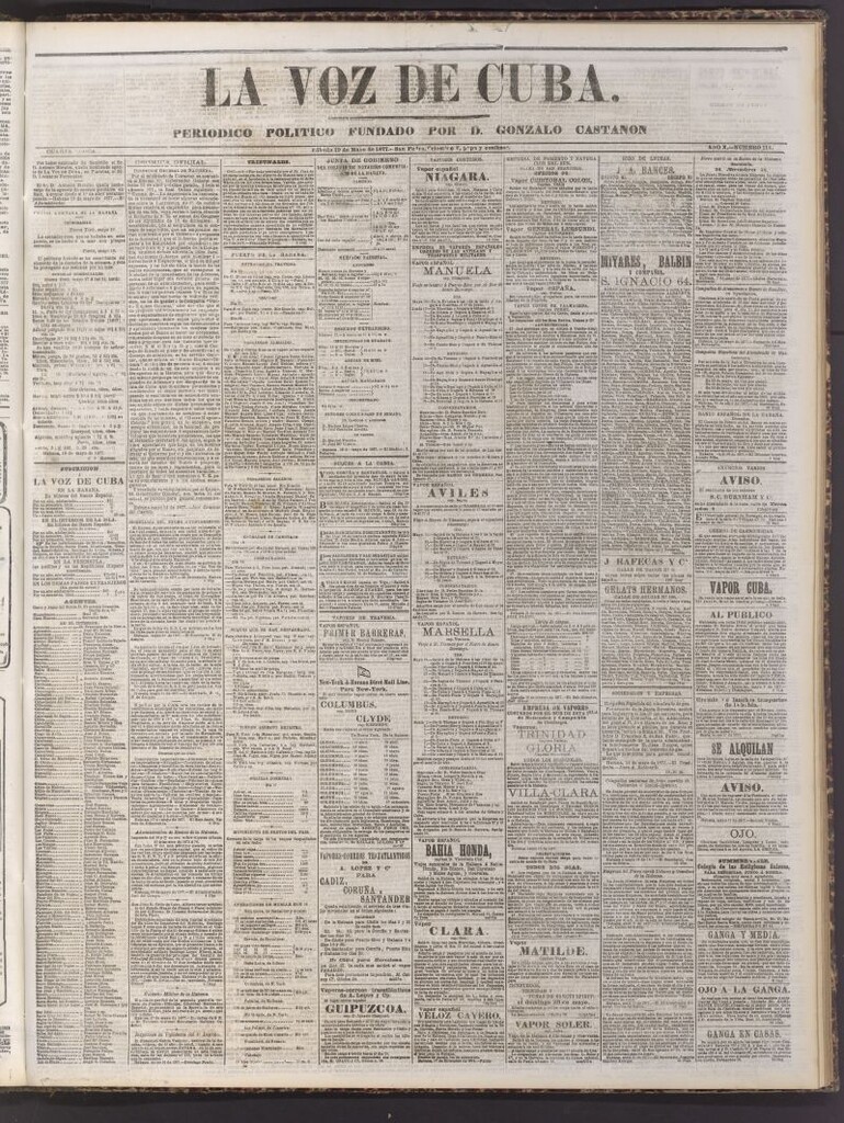 Miniatura de La Voz de Cuba: diario conservador del 19 de mayo de 1877