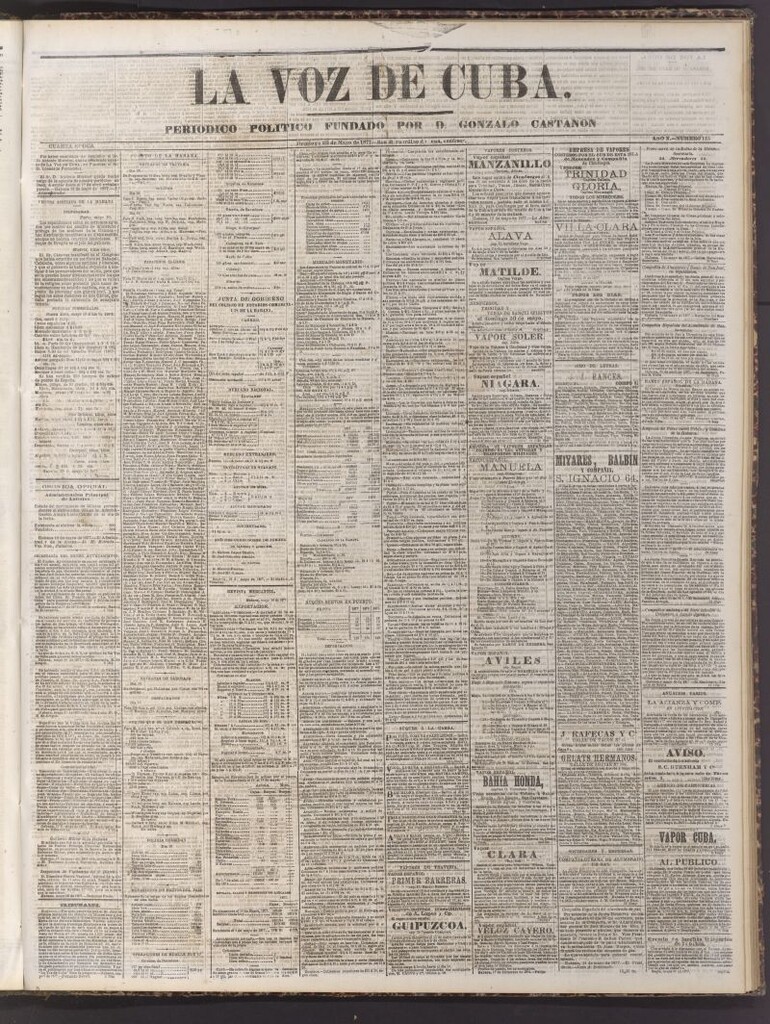 Miniatura de La Voz de Cuba: diario conservador del 20 de mayo de 1877