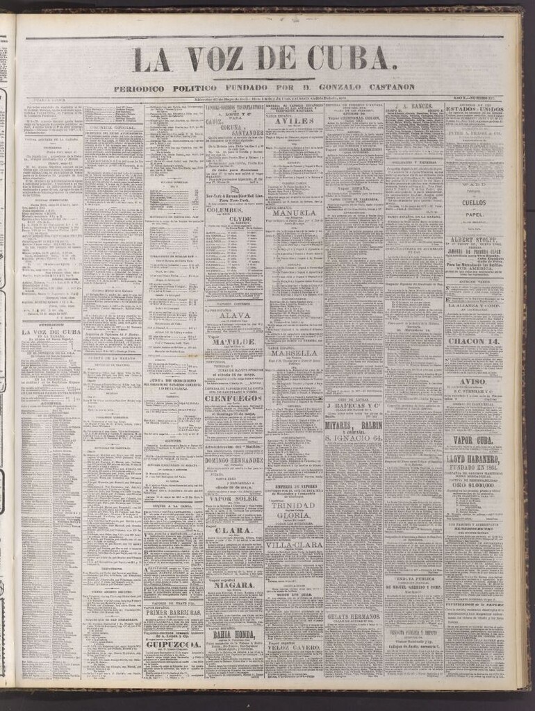 Miniatura de La Voz de Cuba: diario conservador del 23 de mayo de 1877