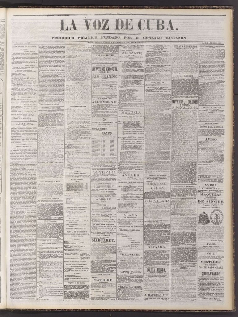 Miniatura de La Voz de Cuba: diario conservador del 29 de mayo de 1877