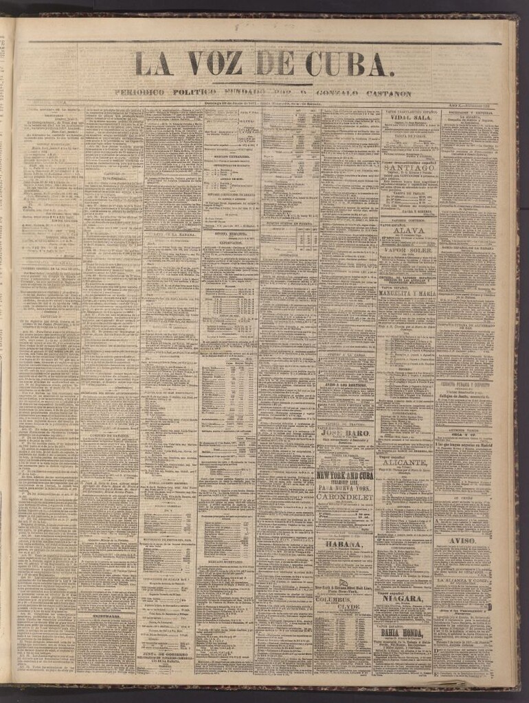 Miniatura de La Voz de Cuba: diario conservador del 10 de junio de 1877