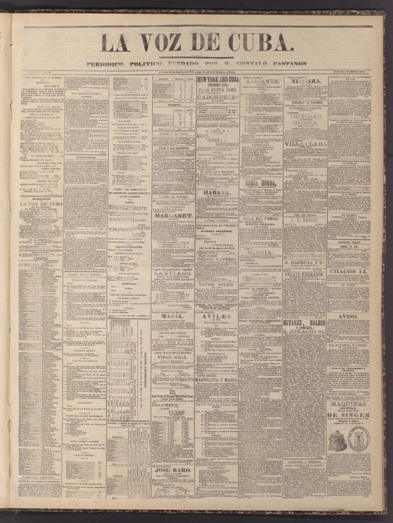 Miniatura de La Voz de Cuba: diario conservador del 14 de junio de 1877