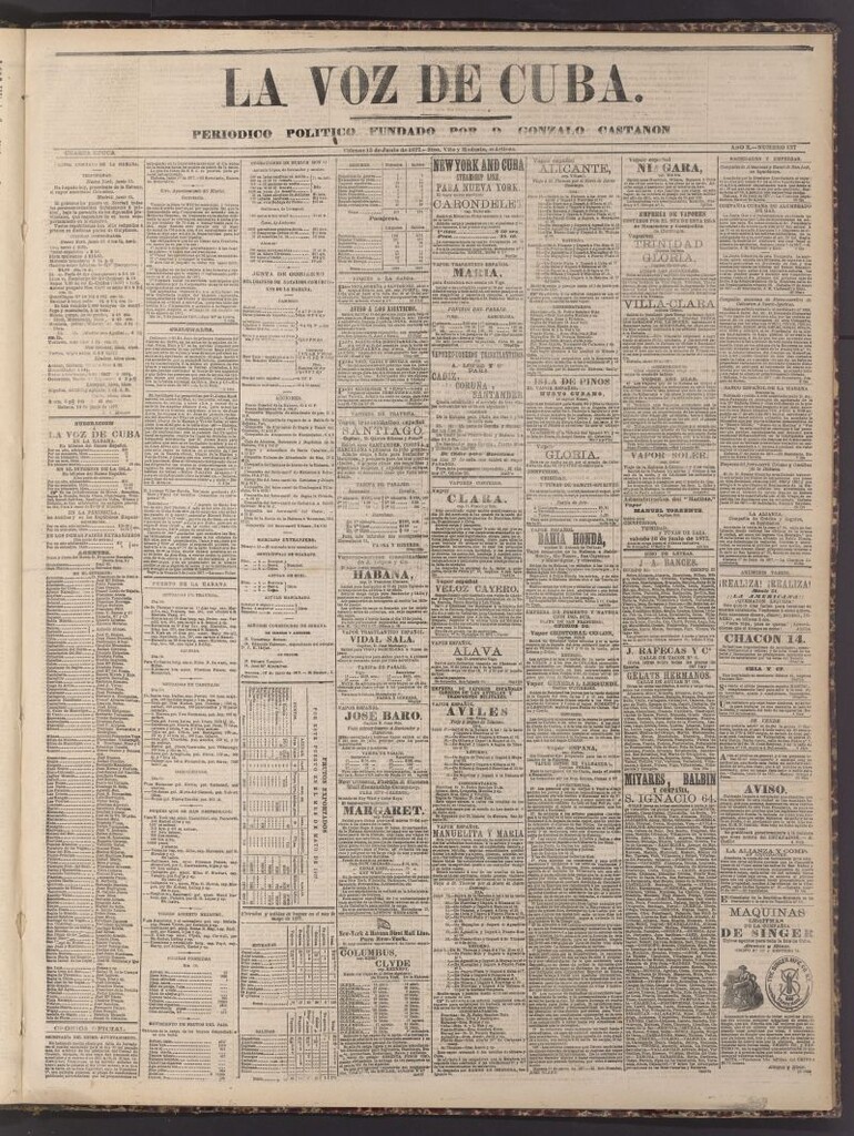 Miniatura de La Voz de Cuba: diario conservador del 15 de junio de 1877