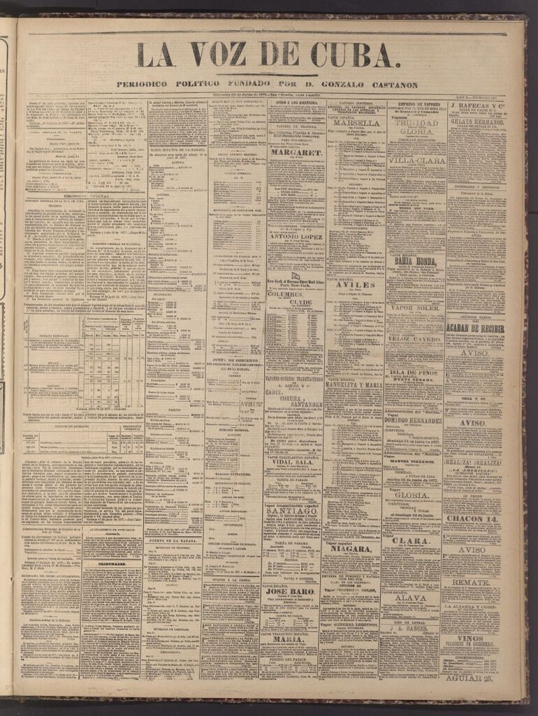 Miniatura de La Voz de Cuba: diario conservador del 20 de junio de 1877