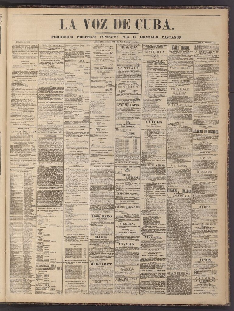 Miniatura de La Voz de Cuba: diario conservador del 21 de junio de 1877