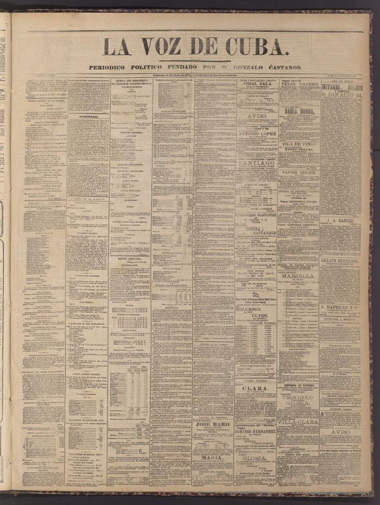 Miniatura de La Voz de Cuba: diario conservador del 24 de junio de 1877