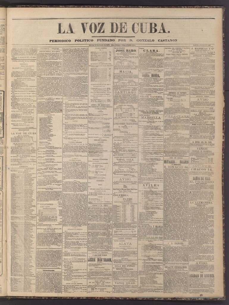 Miniatura de La Voz de Cuba: diario conservador del 26 de junio de 1877