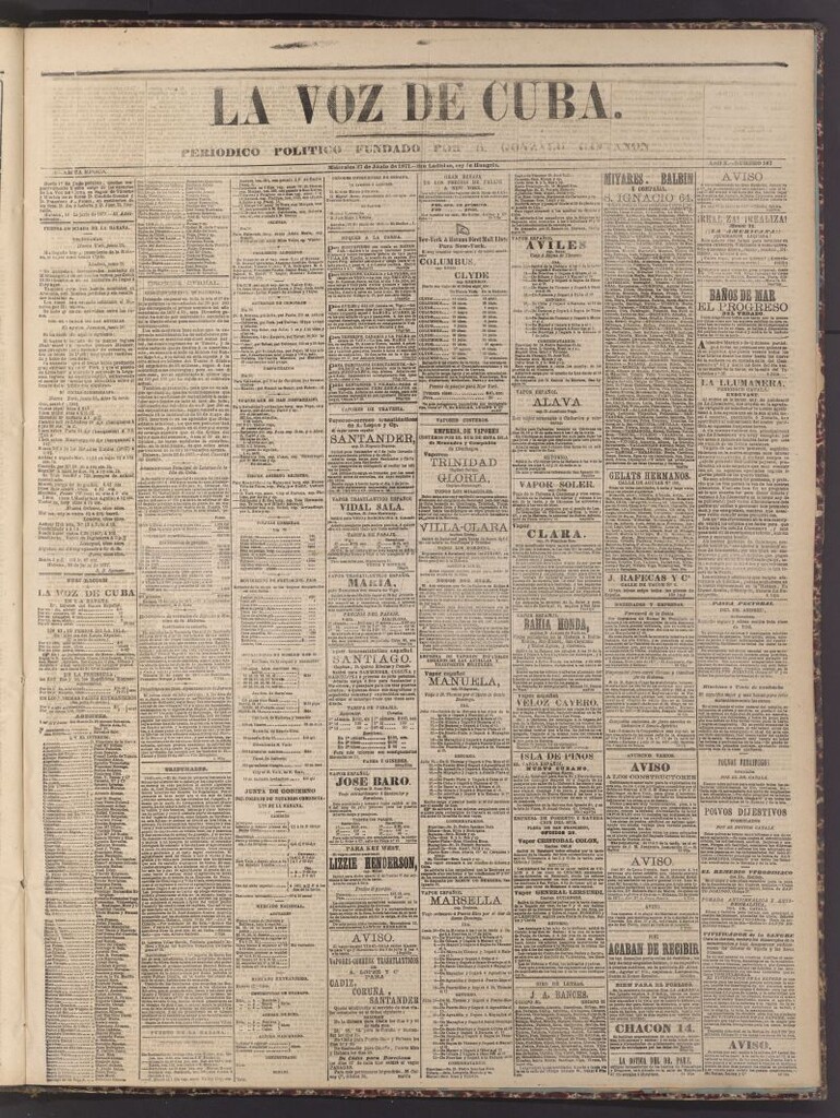 Miniatura de La Voz de Cuba: diario conservador del 27 de junio de 1877