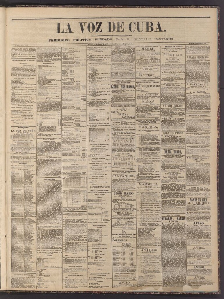 Miniatura de La Voz de Cuba: diario conservador del 28 de junio de 1877