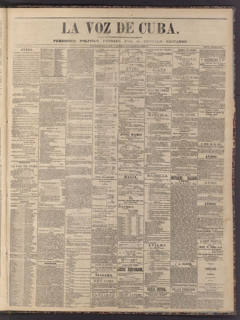 Miniatura de La Voz de Cuba: diario conservador del 29 de junio de 1877