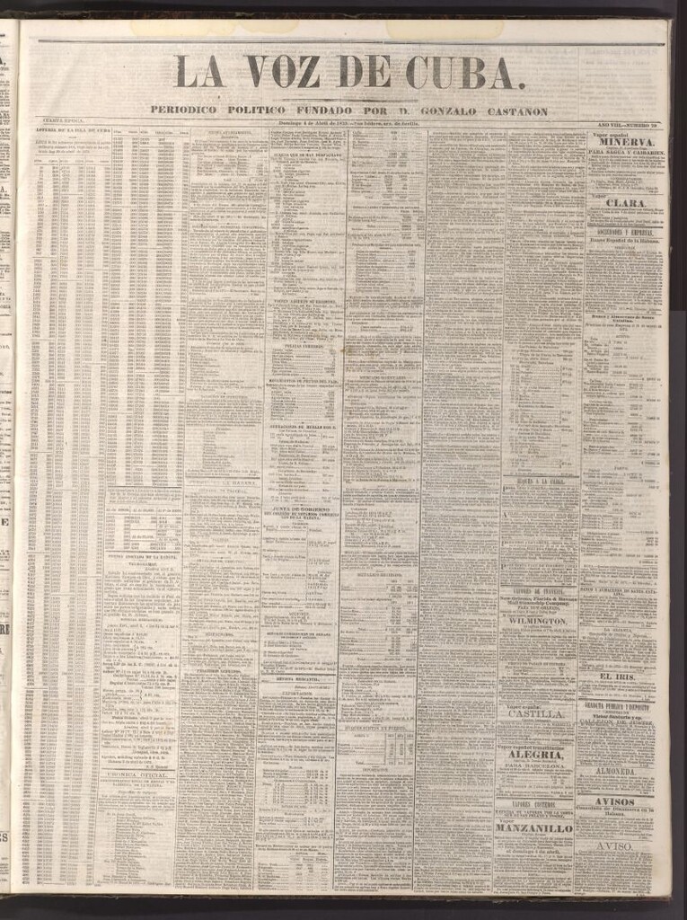 Miniatura de La Voz de Cuba: diario conservador del 4 de abril de 1875