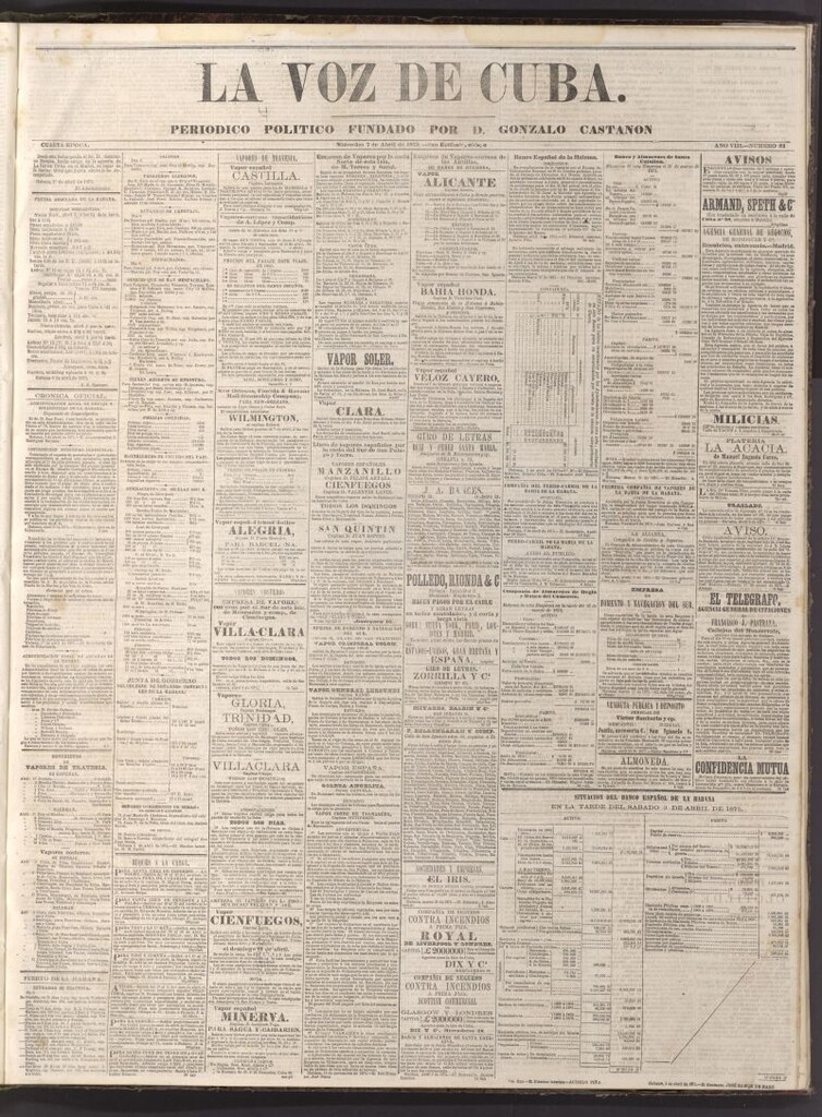 Miniatura de La Voz de Cuba: diario conservador del 7 de abril de 1875