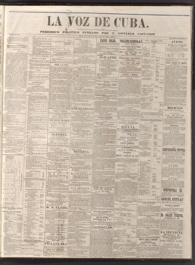 Miniatura de La Voz de Cuba: diario conservador del 10 de abril de 1875