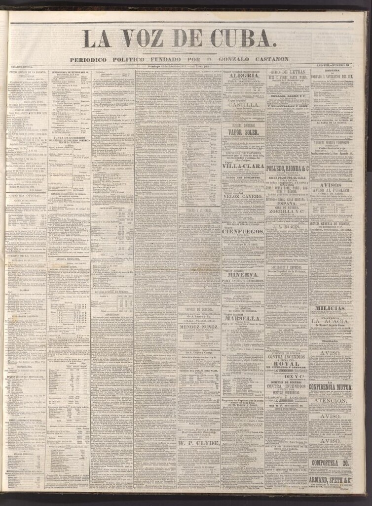 Miniatura de La Voz de Cuba: diario conservador del 11 de abril de 1875