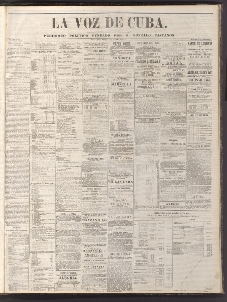 Miniatura de La Voz de Cuba: diario conservador del 15 de abril de 1875