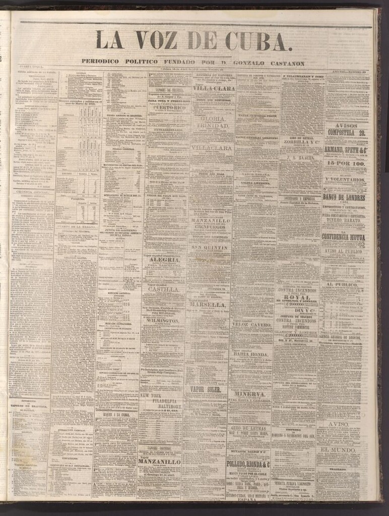 Miniatura de La Voz de Cuba: diario conservador del 16 de abril de 1875