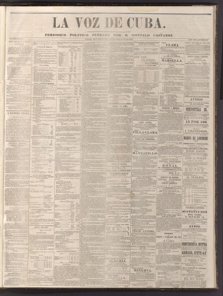 Miniatura de La Voz de Cuba: diario conservador del 18 de abril de 1875