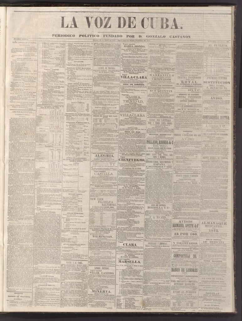 Miniatura de La Voz de Cuba: diario conservador del 20 de abril de 1875
