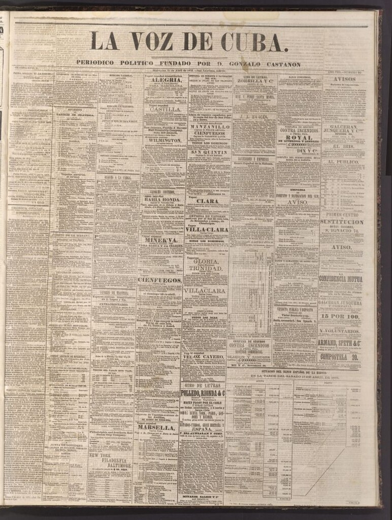 Miniatura de La Voz de Cuba: diario conservador del 21 de abril de 1875