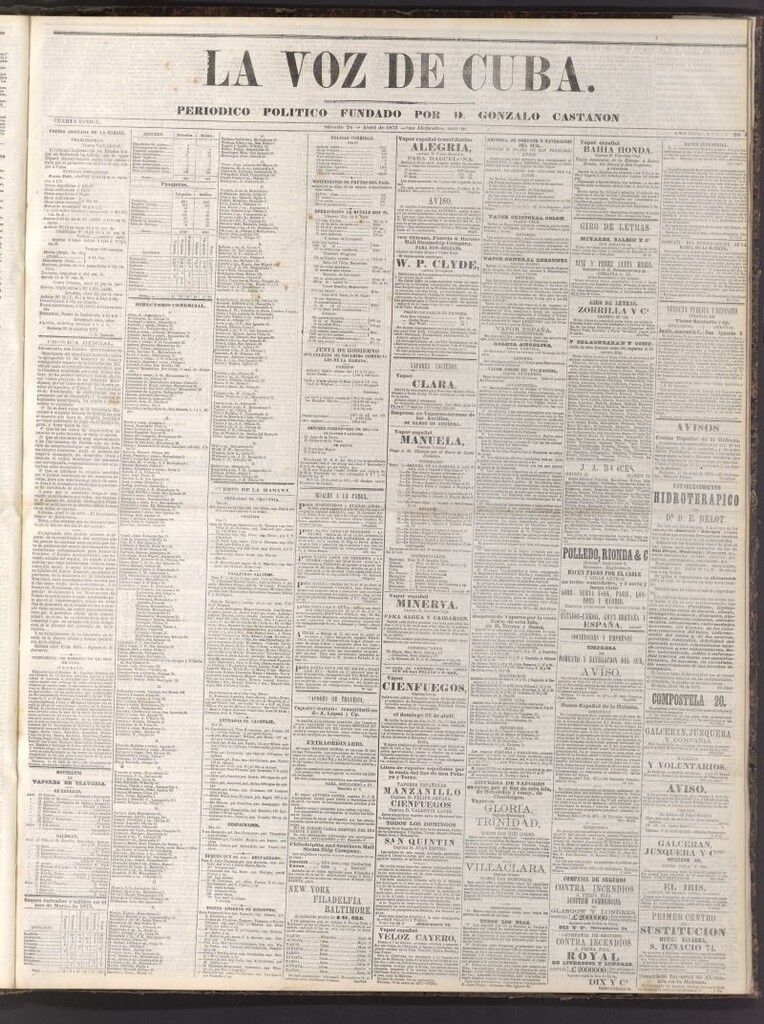 Miniatura de La Voz de Cuba: diario conservador del 24 de abril de 1875