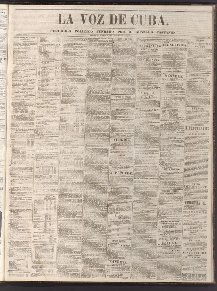 Miniatura de La Voz de Cuba: diario conservador del 25 de abril de 1875