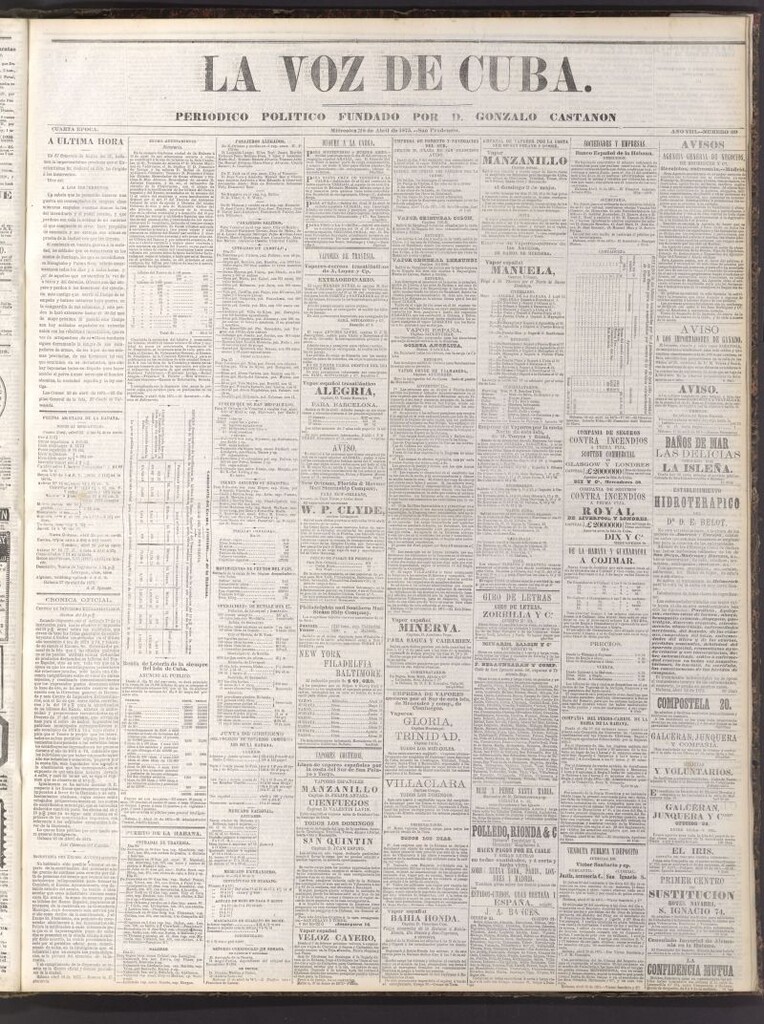 Miniatura de La Voz de Cuba: diario conservador del 28 de abril de 1875