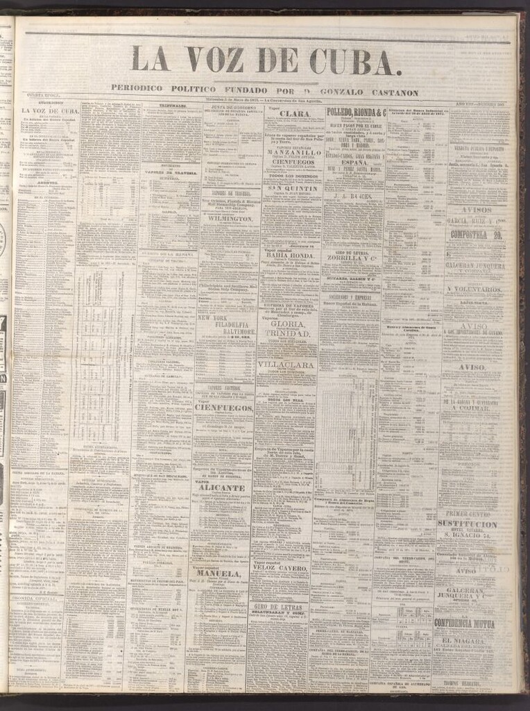 Miniatura de La Voz de Cuba: diario conservador del 5 de mayo de 1875