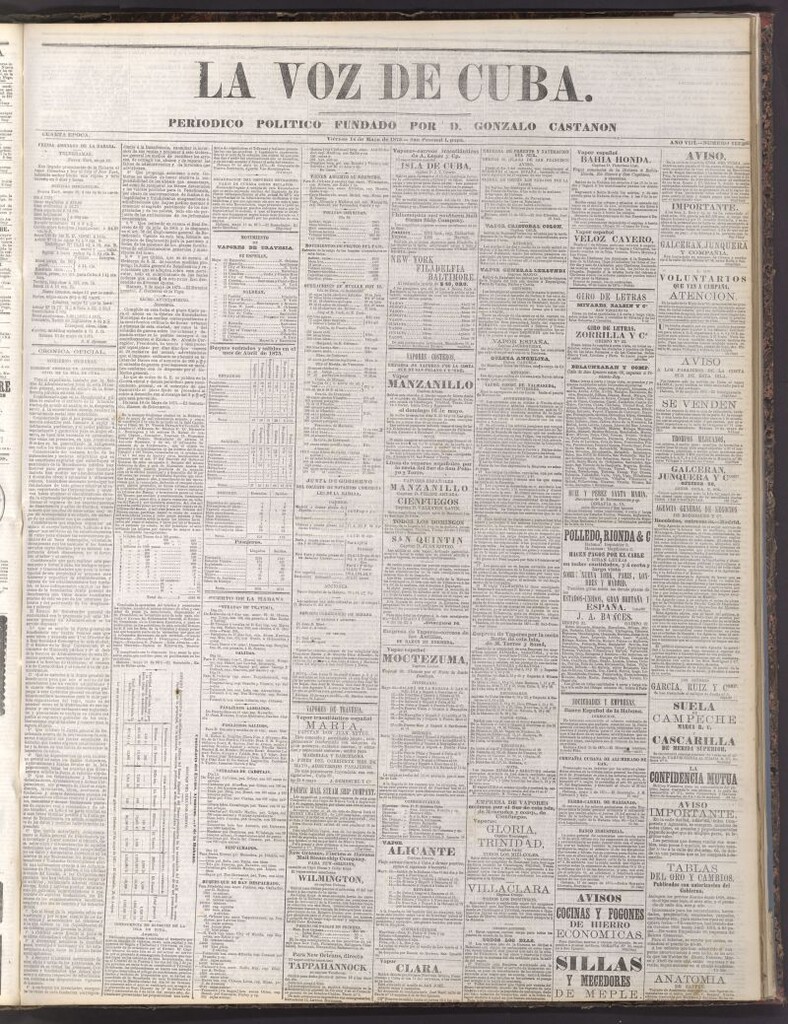 Miniatura de La Voz de Cuba: diario conservador del 14 de mayo de 1875