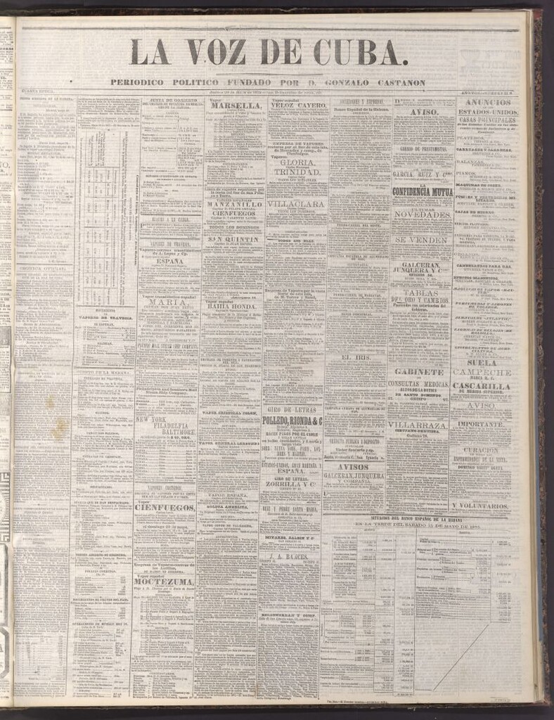 Miniatura de La Voz de Cuba: diario conservador del 20 de mayo de 1875
