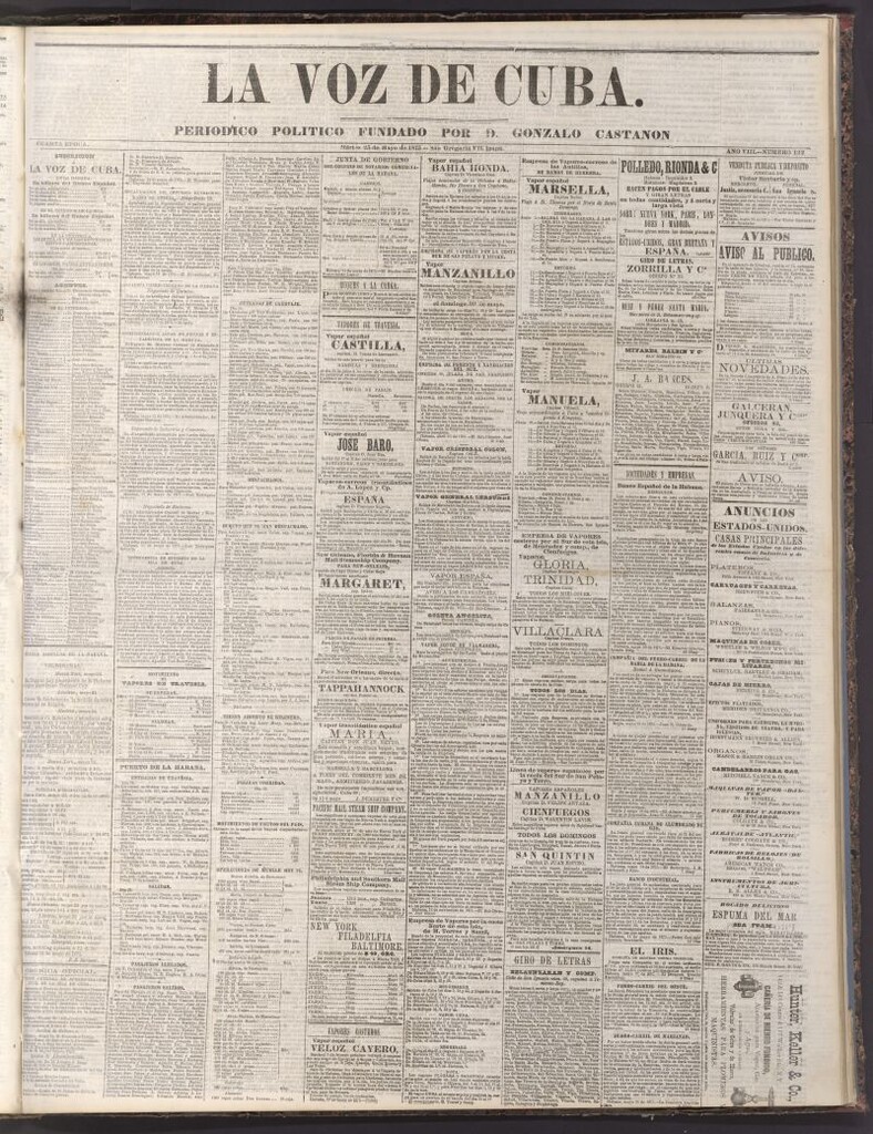 Miniatura de La Voz de Cuba: diario conservador del 25 de mayo de 1875