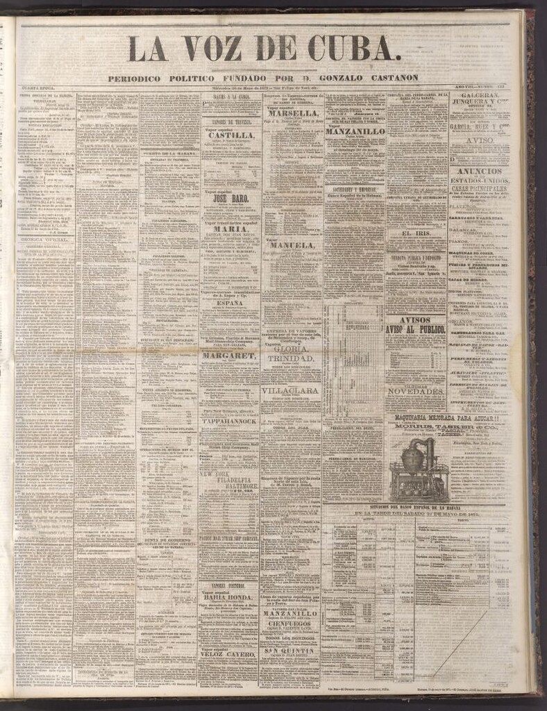 Miniatura de La Voz de Cuba: diario conservador del 26 de mayo de 1875