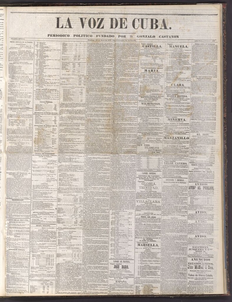 Miniatura de La Voz de Cuba: diario conservador del 30 de mayo de 1875