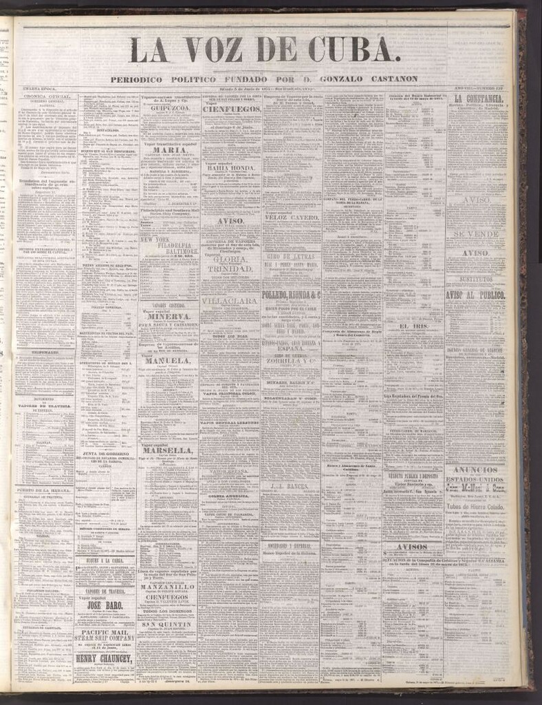 Miniatura de La Voz de Cuba: diario conservador del 5 de junio de 1875
