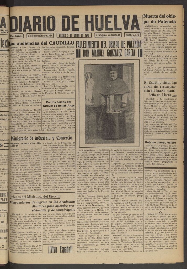Miniatura de Diario de Huelva : periódico independiente del 5 de enero de 1940