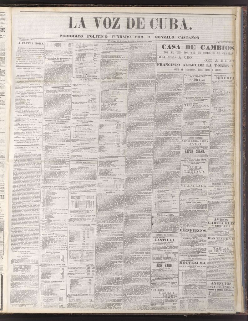 Miniatura de La Voz de Cuba: diario conservador del 20 de junio de 1875