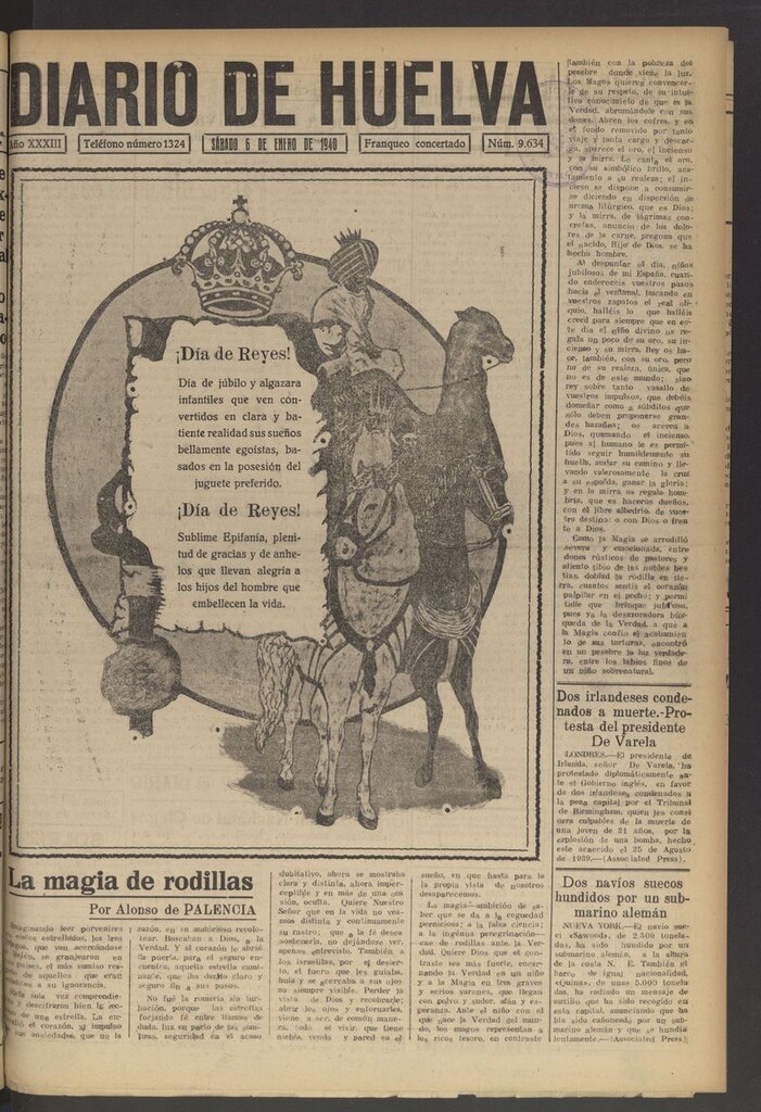 Miniatura de Diario de Huelva : periódico independiente del 6 de enero de 1940