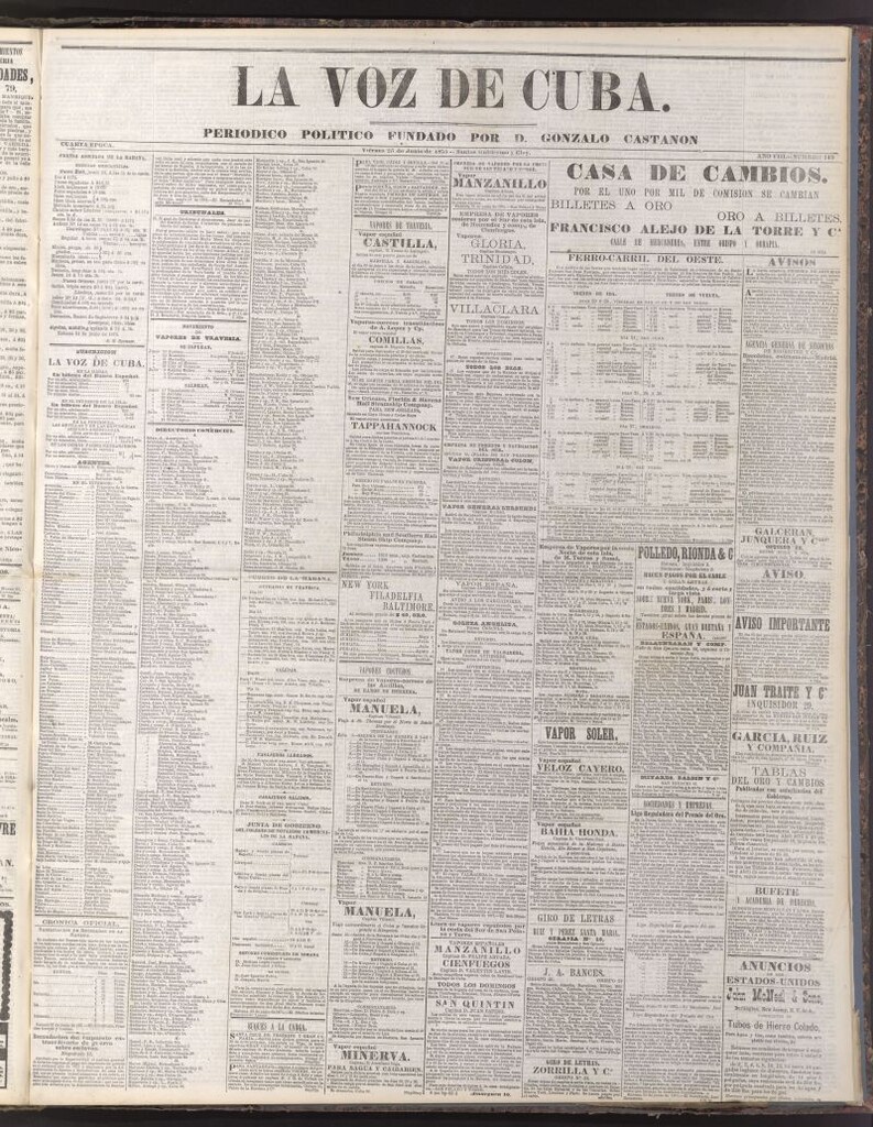 Miniatura de La Voz de Cuba: diario conservador del 25 de junio de 1875
