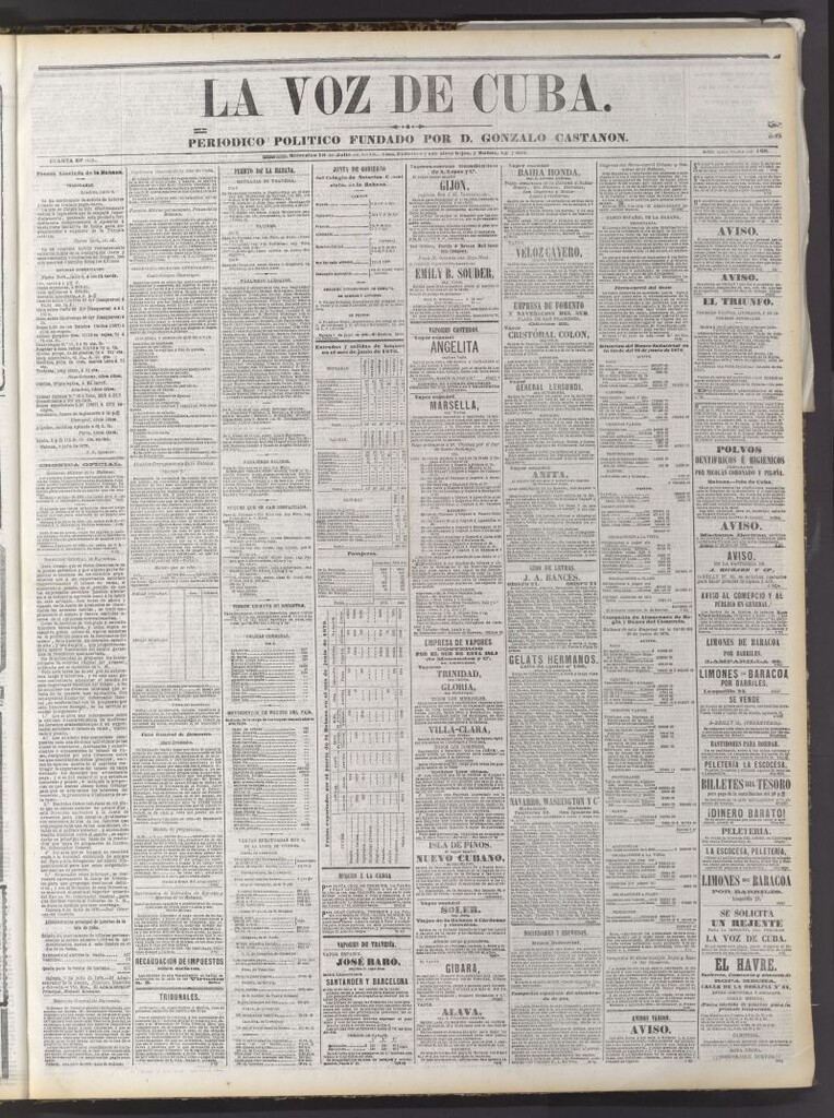 Miniatura de La Voz de Cuba: diario conservador del 10 de julio de 1878