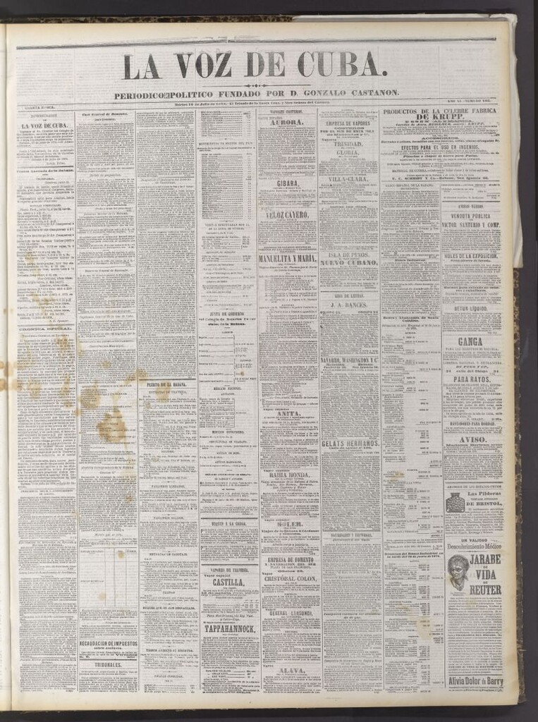 Miniatura de La Voz de Cuba: diario conservador del 16 de julio de 1878