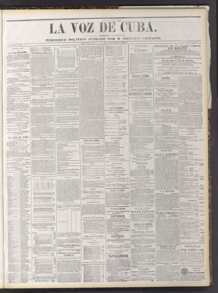 Miniatura de La Voz de Cuba: diario conservador del 18 de julio de 1878