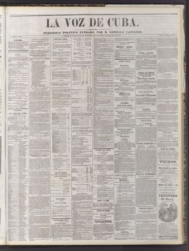 Miniatura de La Voz de Cuba: diario conservador del 25 de agosto de 1878