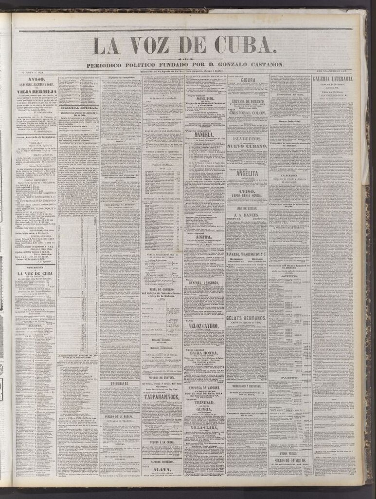 Miniatura de La Voz de Cuba: diario conservador del 28 de agosto de 1878