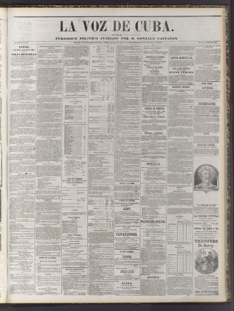 Miniatura de La Voz de Cuba: diario conservador del 15 de septiembre de 1878